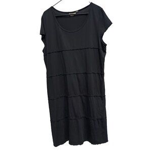 ICantoo Womens T-Shirt Dress Large Black Minimalist Capsule Midi Cap Sleeve